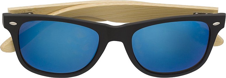 PREOS Černé sluneční brýle s bambusovými nožičkami a barevnými skly, modrá