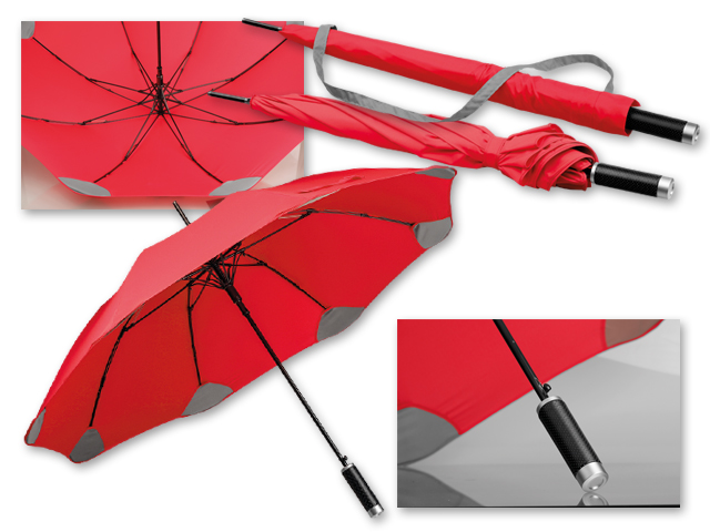 PULA polyesterový vystřelovací deštník, 8 panelů, SANTINI, Červená