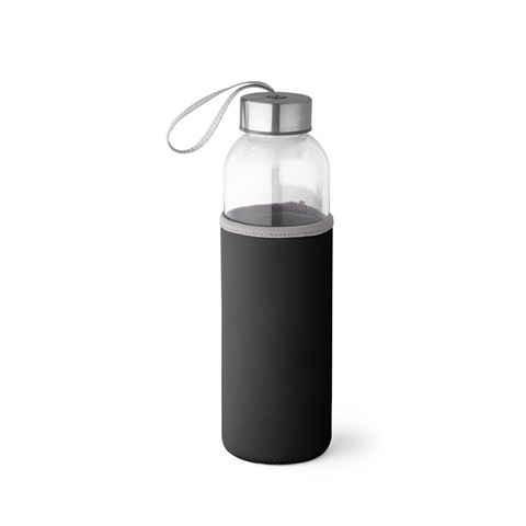 černá RAISE. Sportovní láhev ze skla a nerezové oceli 520 ml, černá