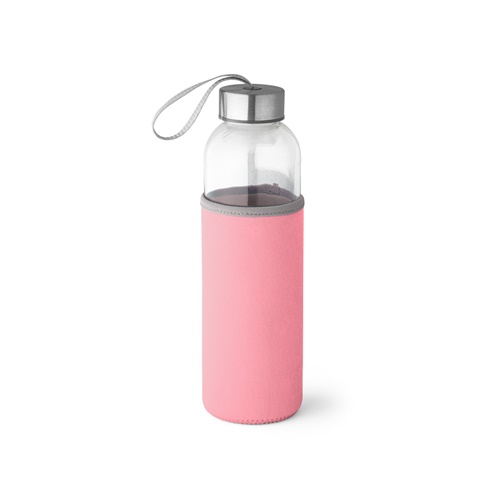 světle růžová RAISE. Sportovní láhev ze skla a nerezové oceli 520 ml, světle růžová