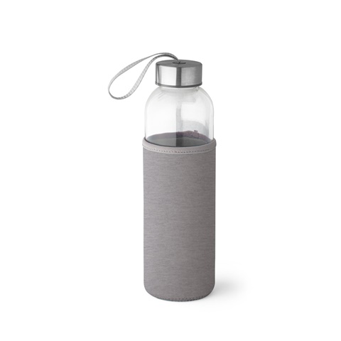 světle šedá RAISE. Sportovní láhev ze skla a nerezové oceli 520 ml, světle šedá