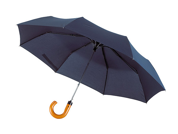 REUS Skládací automatický deštní se zahnutou rukojetí, modrý