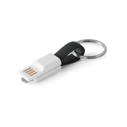 černá RIEMANN. USB kabel s konektorem 2 v 1 z ABS a PVC, černá