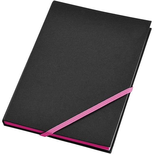 RONGER Černý zápisník A5 s barevnou gumičkou, růžový