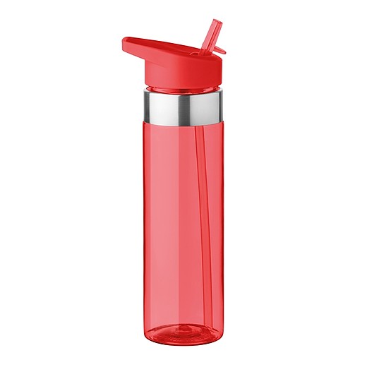 SAHRA Tritanová láhev na pití se silikonový kroužkem, 650 ml, červená