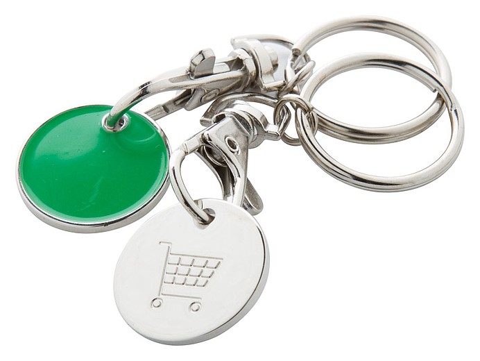SERINO Kovový přívěsek na klíče s žetonem do nákupního vozíku, zelený