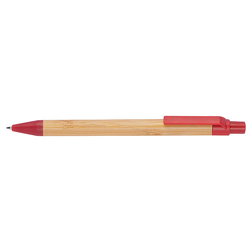 SERIO Kuličkové pero z pšeničné slámy a bambusu, červené