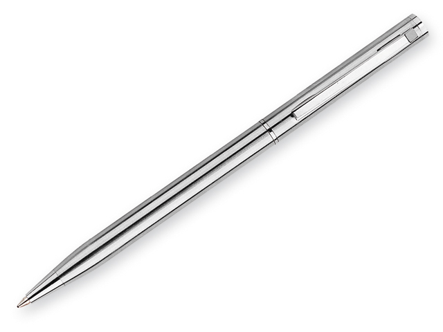 SLIM METAL kovové kuličkové pero, modrá náplň, Stříbrná