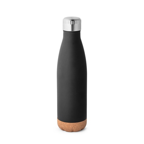 černá SOLBERG. Termoska z nerezové oceli a korkovou základnou 560 ml, černá
