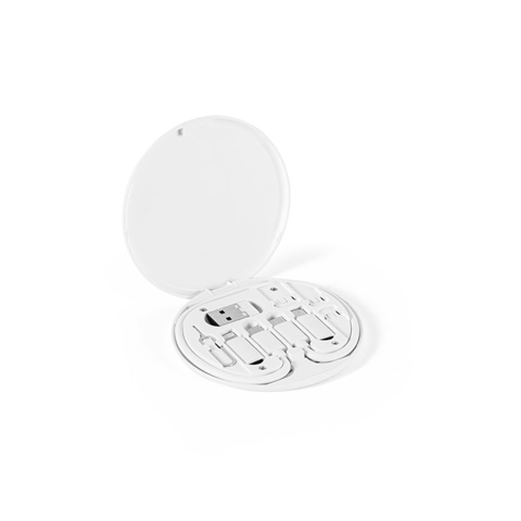 bílá SYSTROM. Recyklovaného ABS (100% rABS) superrychlý nabíjecí kabel a sada adaptéru, bílá