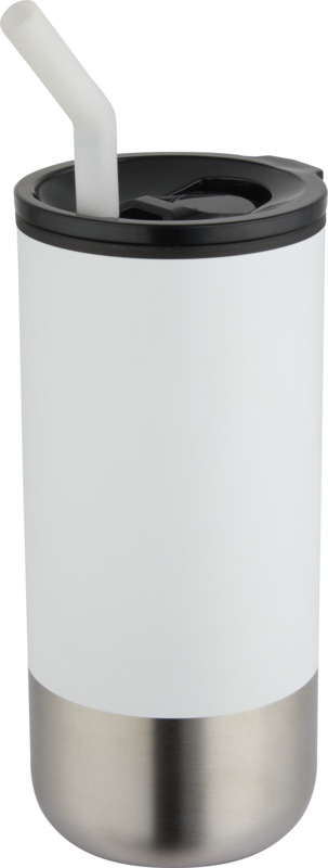 bílá Termohrnek s brčkem 480 ml, bílá