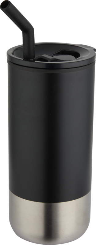 černá Termohrnek s brčkem 480 ml, černá