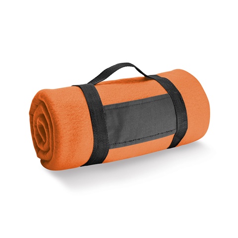oranžová THORPE. Fleecová deka s odnímatelnou rukojetí (180 g/m²), oranžová
