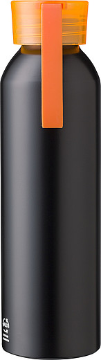TULIN Černá hliníková láhev na pití, 650 ml, oranžová
