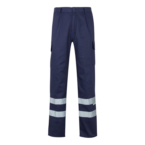 modrá VL ASCLEPIUS. Keprové kalhoty s více kapsami (200 g/m²), z bavlny (35 %) a polyesteru (65 %), modrá, 2XL