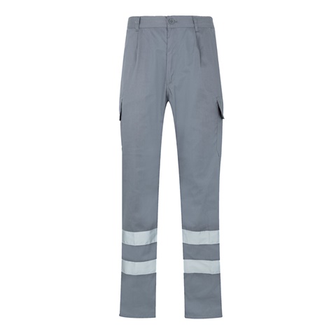 šedá VL ASCLEPIUS. Keprové kalhoty s více kapsami (200 g/m²), z bavlny (35 %) a polyesteru (65 %), šedá, 2XL