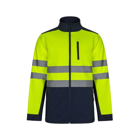 modrá VL HESTIA. Dvoubarevná softshellová bunda (280 g/m²), z polyesteru (96 %) a elastanu (4 %), modrá, 2XL