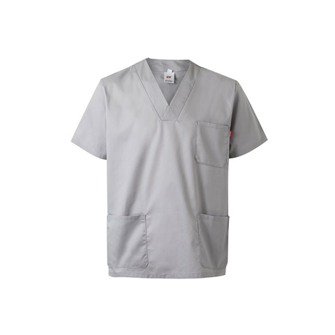 světle šedá VL ILLAPA. Keprová tunika (190 g/m²) s krátkými rukávy z polyesteru (65 %) a bavlny (35 %), světle šedá, 3XL
