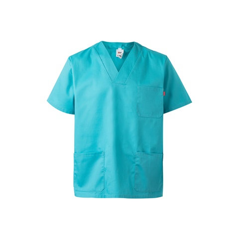 tyrkysová VL ILLAPA. Keprová tunika (190 g/m²) s krátkými rukávy z polyesteru (65 %) a bavlny (35 %), tyrkysová, 2XL