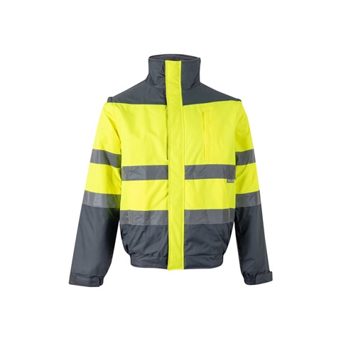 šedá VL JUPITER. Dvoubarevná vycpaná bunda (180 g/m²) z polyesteru (100 %) s PU zátěrem, šedá, 2XL