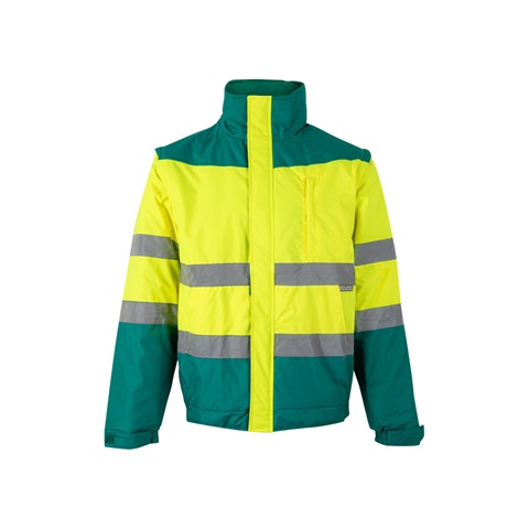 zelená VL JUPITER. Dvoubarevná vycpaná bunda (180 g/m²) z polyesteru (100 %) s PU zátěrem, zelená, 2XL