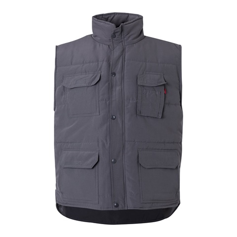 šedá VL MEFITIS. Polstrovaná vesta s mnoha kapsami (220 g/m²) z polyesteru (100 %), šedá, 2XL