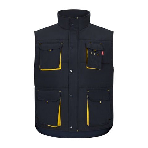 modrá VL NERGAL. Vycpaná vesta, dvoubarevná, vícekapsová (120 g/m²), z polyesteru (100 %), modrá, 2XL