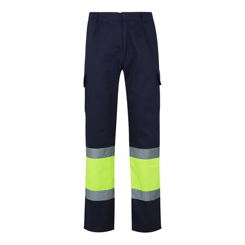 modrá VL POSEIDON. Dvoubarevné keprové kalhoty s více kapsami (210 g/m²), z bavlny (20 %) a polyesteru (80 %), modrá, 2XL