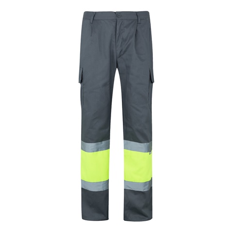 šedá VL POSEIDON. Dvoubarevné keprové kalhoty s více kapsami (210 g/m²), z bavlny (20 %) a polyesteru (80 %), šedá, 2XL