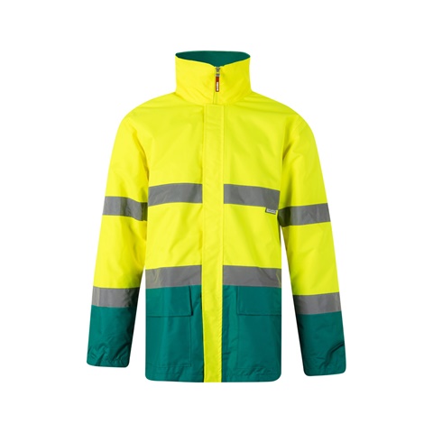 zelená VL THEMIS. Dvoubarevná parka (190 g/m²), z polyesteru (100 %), s PU zátěrem, zelená, 2XL