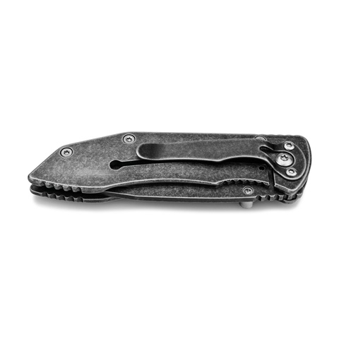 11014. nerezový kapesní nůž s pojistkou, ostří 7 cm, tmavě šedá