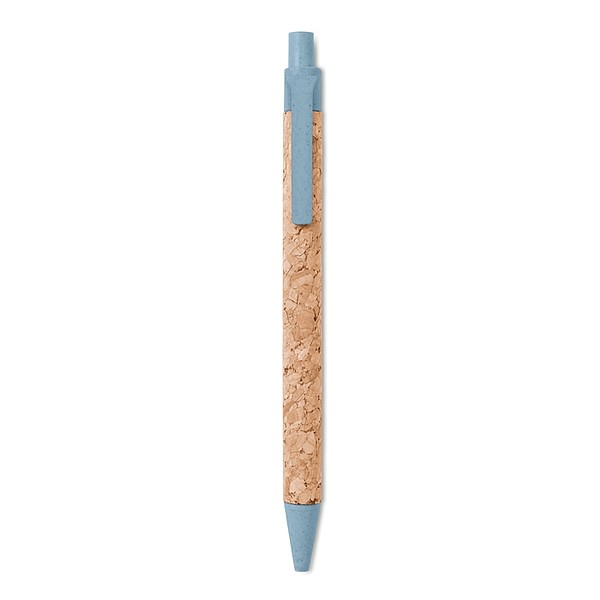 ADUBO Ekologické kuličkové pero s korkovým tělem a ekologickými doplňky, modrá n., modrá