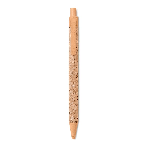 ADUBO Ekologické kuličkové pero s korkovým tělem a ekologickými doplňky, modrá n., oranžová