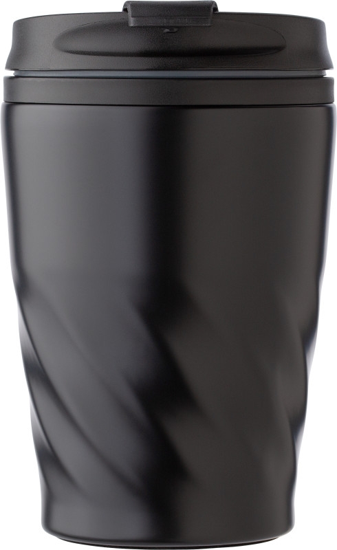 AKLAVIK Termohrnek s víčkem, kombinace nerez, plast, 325ml, černý