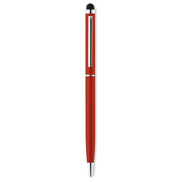 ALBERT Hliníkové kuličkové pero se stylusem, červené