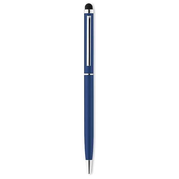 ALBERT Hliníkové kuličkové pero se stylusem, modré