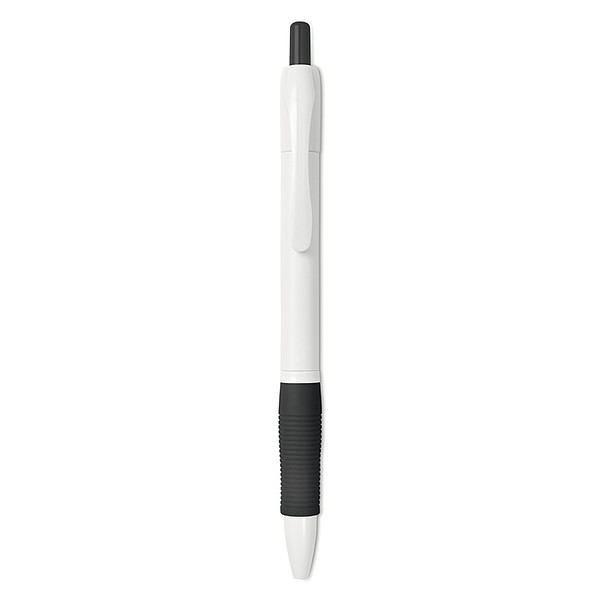 ALMERIDO Plastové kuličkové pero s gumovým úchopem, modrá n., černá