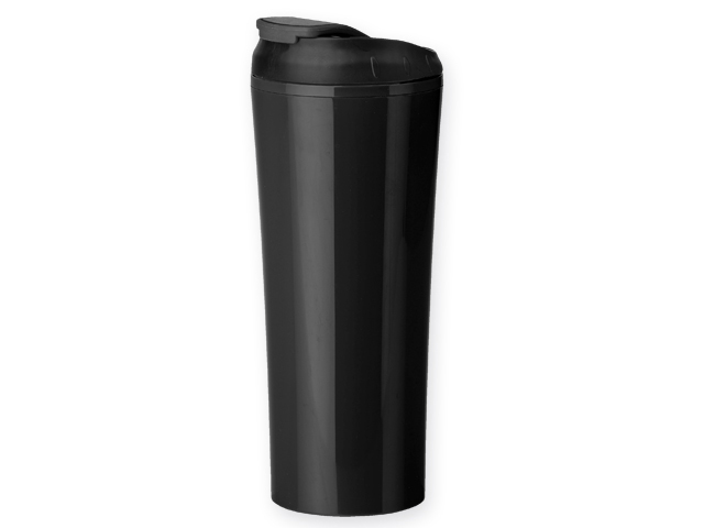 ANDRE plastový termohrnek s dvojitou stěnou, 450 ml, Černá