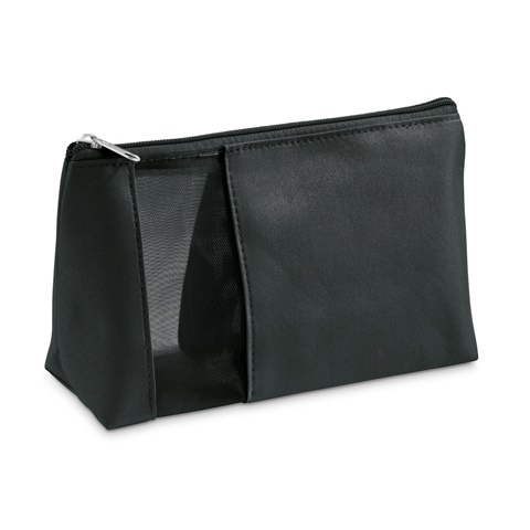 ANNIE. Kosmetická taška z mikrovlákna a síťoviny, černá