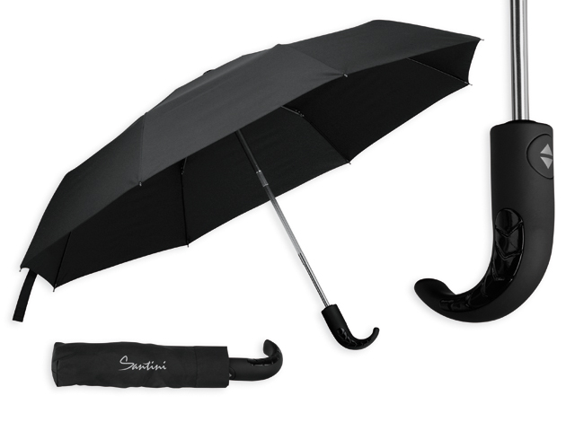 ANOKI polyesterový skládací deštník, open/close, 8 panelů, SANTINI, Černá