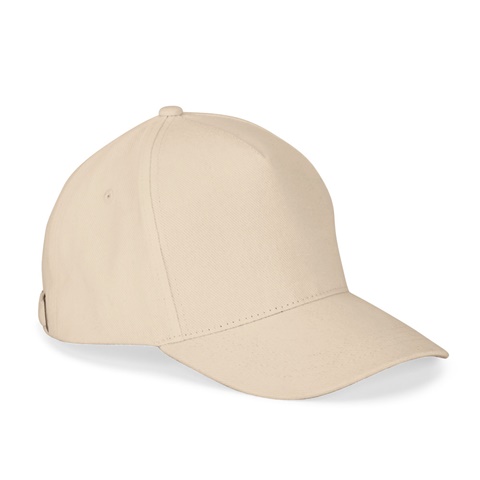 ASHTON. Čepice ze 100% bavlny (260 g/m²) s 5 panely, béžová