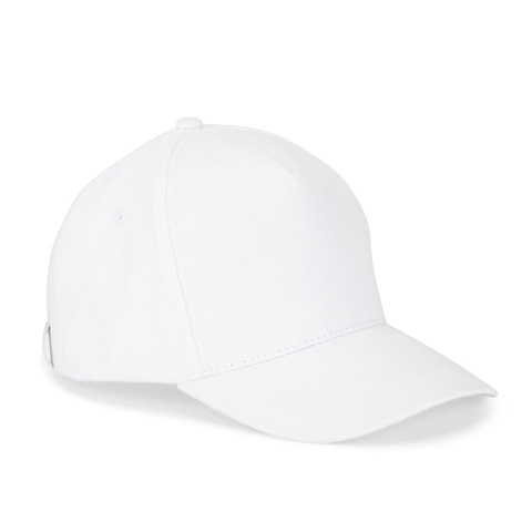 ASHTON. Čepice ze 100% bavlny (260 g/m²) s 5 panely, bílá