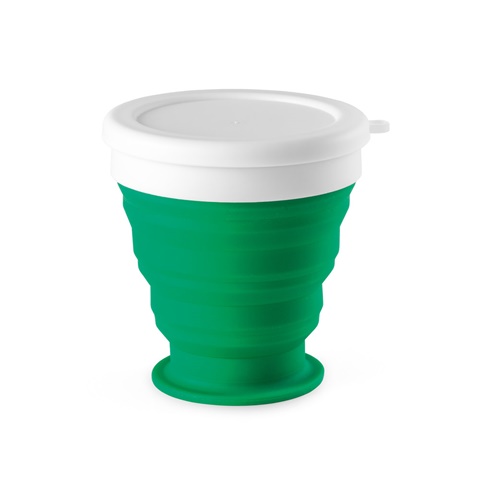 zelená ASTRADA. Skládací cestovní kelímek ze silikonu a PP 250 ml, zelená