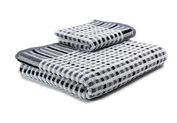 AUTUMN Set luxusních ručníků se zdobeným vetkáváním 60x110 a 30x50 cm, 600g, šedá/černá