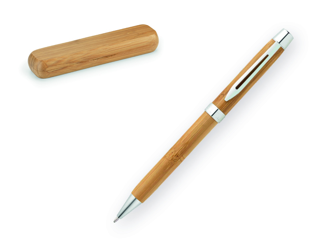 BAHIA bambusové kuličkové pero, modrá náplň, Přírodní