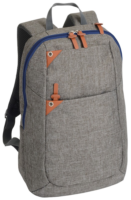 BALATER Šedý batoh na záda s přihrádkou na notebook, s modrým zipem