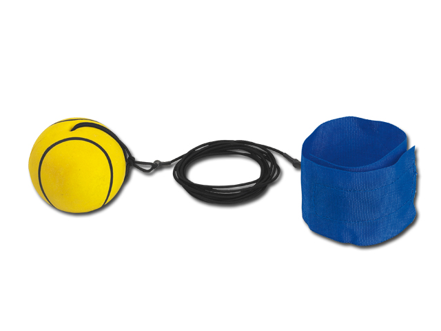 BALL plastový bumerangový míček s textilním náramkem, Žlutá