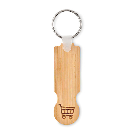 Bambusová klíčenka sloužící jako žeton do nákupního košíku