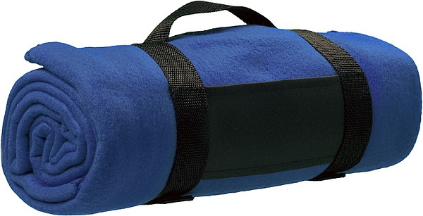 BÁRA Fleecová deka s popruhem přes rameno, modrá