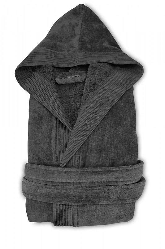 BARCELOSA Sametový župan s kapucí 450 gr/m2, šedá, S/M